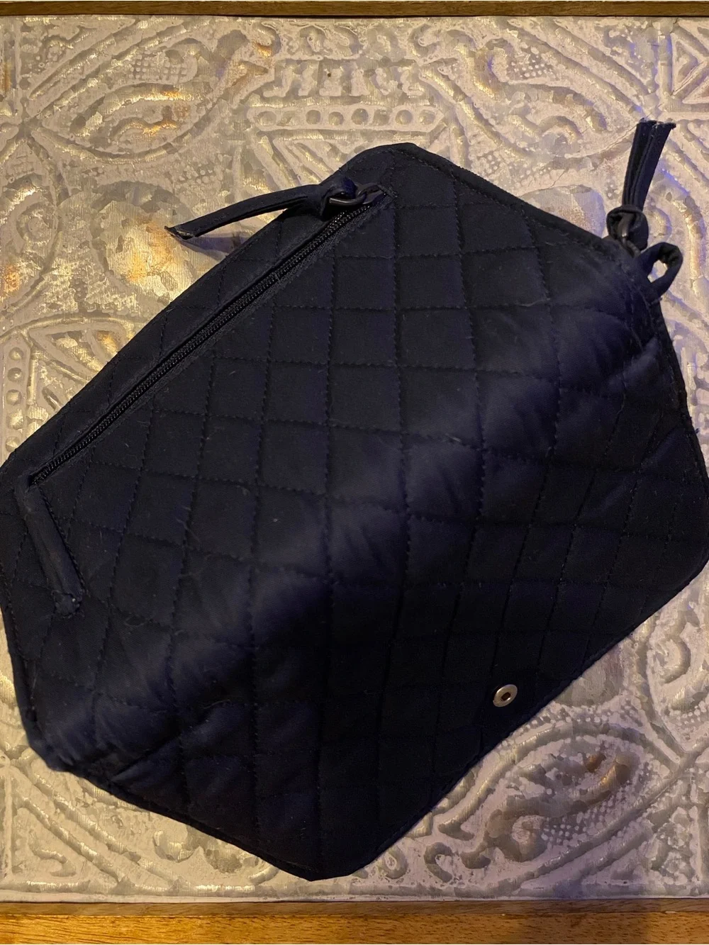Vera Bradley Large Tab Wallet in Peacoat - Navy Blue Quilted Like New
